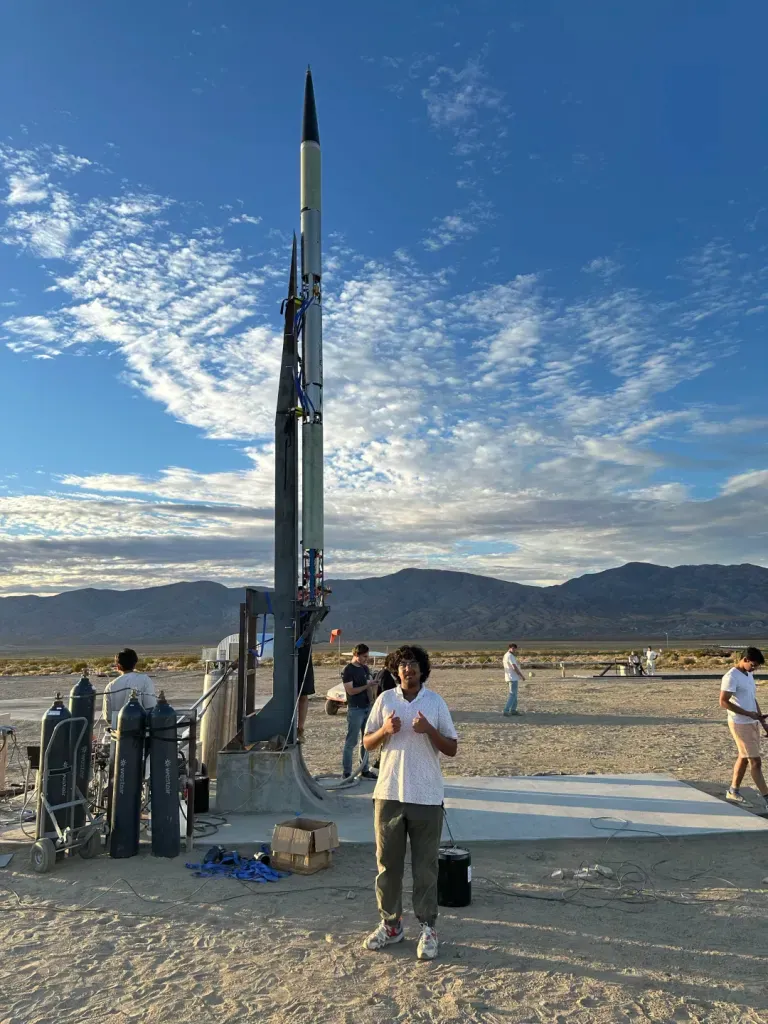 Me in front of VEGA standing vertical on the launch pad
